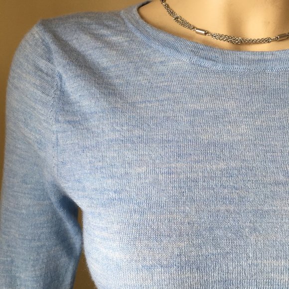 BADGLEY MISCHKA Blue Long-sleeve Merino Sweater, Small - Picture 7 of 14